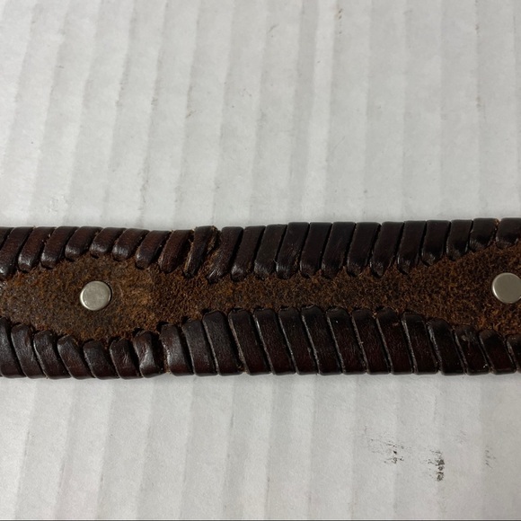 Bill Adler Studio Dar Brown  Leather Braided & Studded Belt - Picture 6 of 8